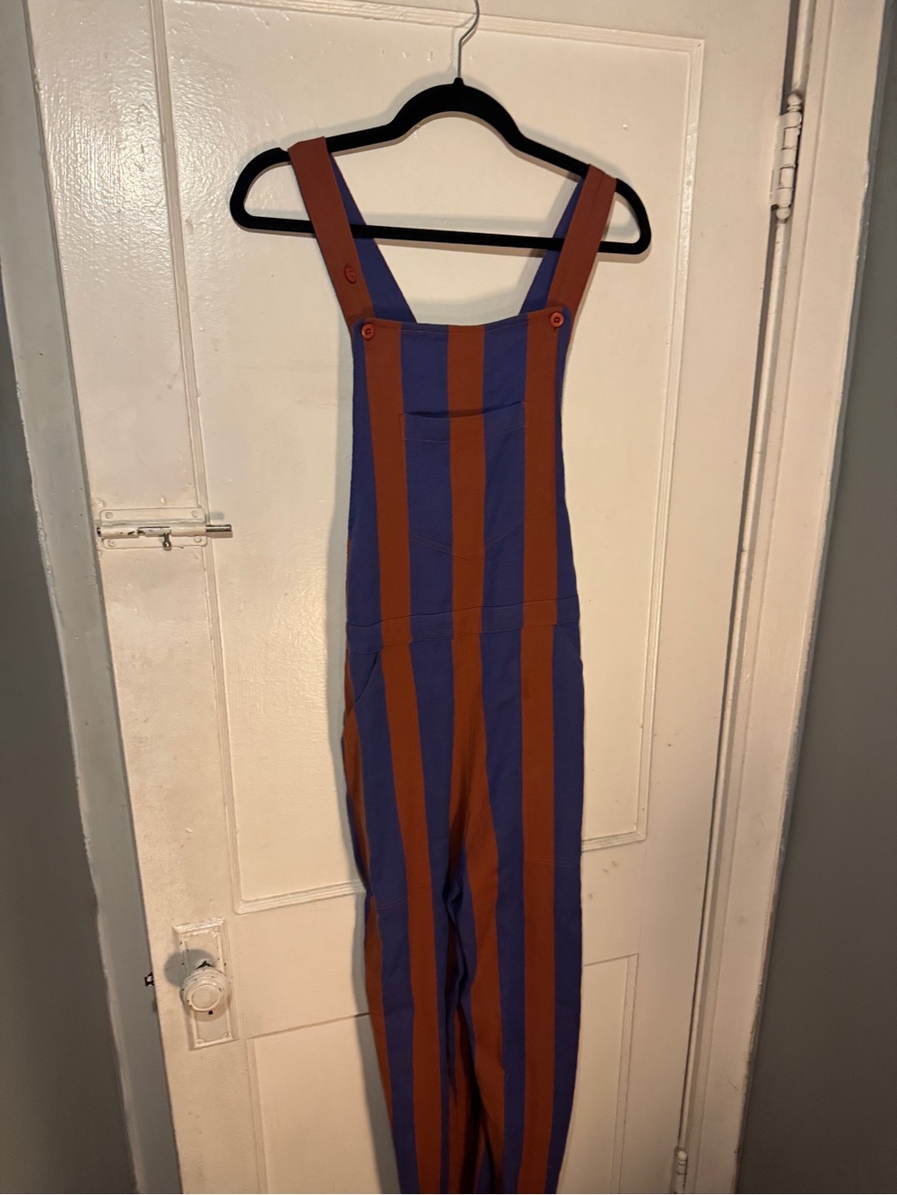 Ace & Jig Striped One-Piece Overalls in Blue and Brown - Picture 2 of 6